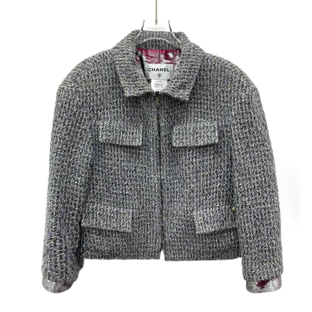 Chanel “Supermarket” Collection iridescent silver silk jacket